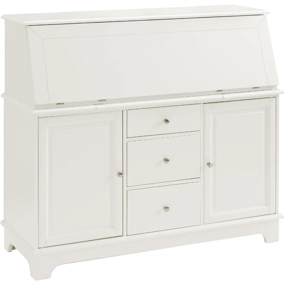 Reception Desks,Sullivan Wood Home Office Secretary Desk with Storage Shelves and Drawers, White,Reception Desks