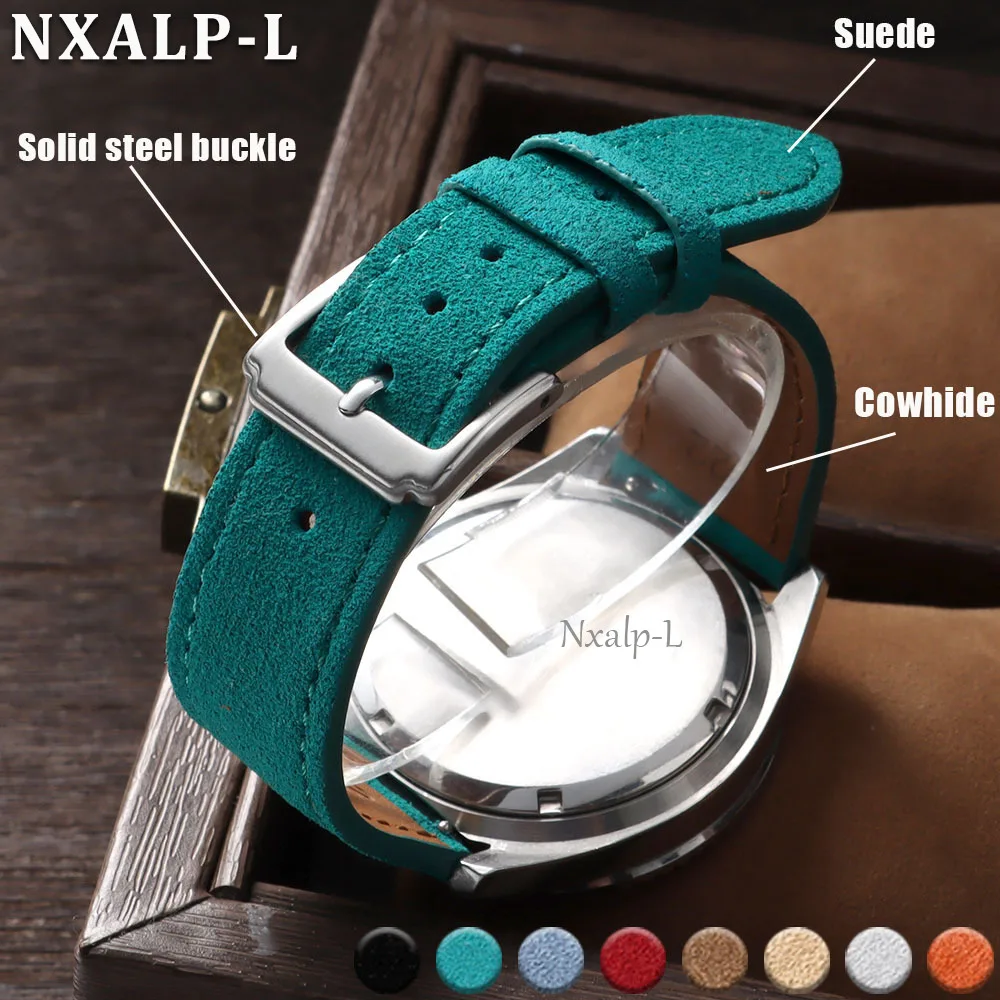 Elegant and Durable Suede Cowhide Leather Watch Strap with Quick Release Clasp