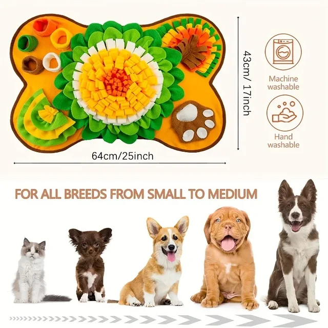 Dog Sniffing Mat for Pets, Training Blanket, Interactive Play Toys, Dogs Feeding Pad, Nosework Puzzle, Relieve Stress 2