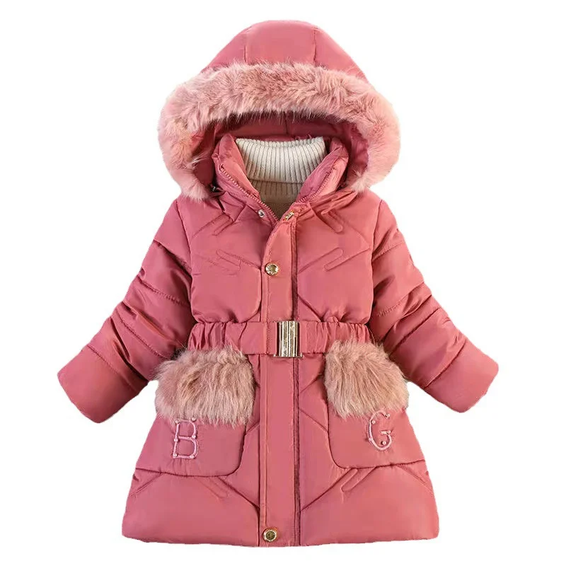 

-30℃ Winter Girls Cotton Clothes Long Coat Teenager Thickened Warm Jackets Kids Hooded Cotton-Padded Parka Outerwear 4-10 Years