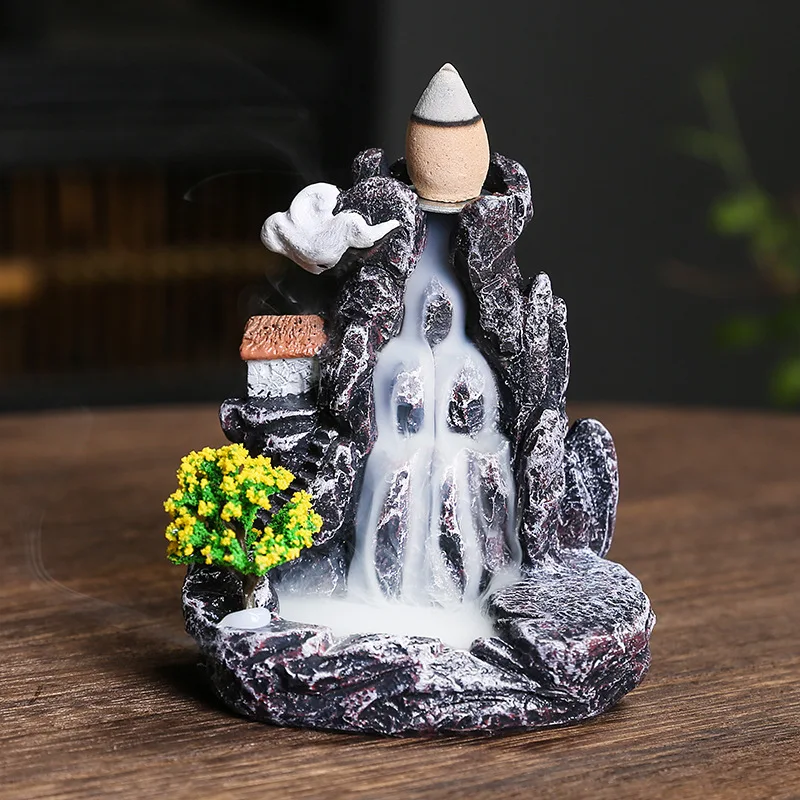 Backflow Incense Holder Waterfall Incense Burner Home Decor Aromatherapy Ornament Incense Cones with Backflow Incense Cones 3