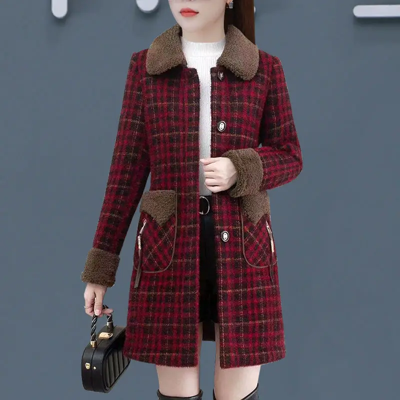 

Fleece-Lined Thick Winter Coat Women's Mid-Length Mink Fur Women's Coat Fashionable Stylish Slim Fit Gold Mink Velvet Coat