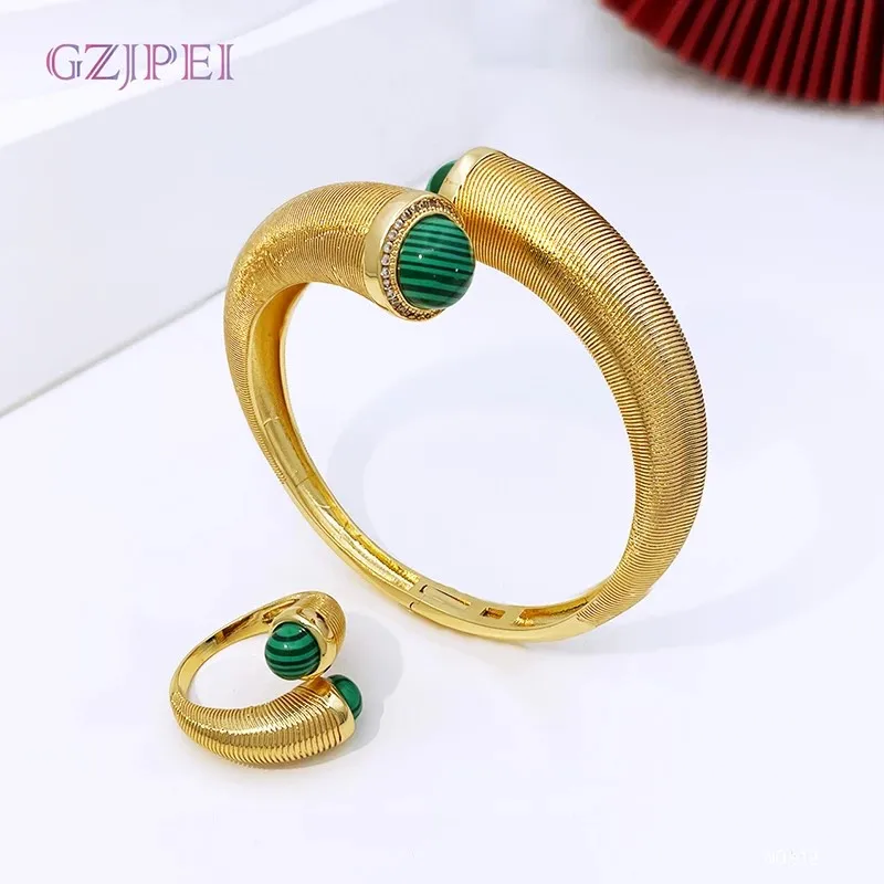 

Bracelet For Women Gold Plated Copper Bangle And Ring Set Fashion Jewelry Party Wedding Party Gift Trending
