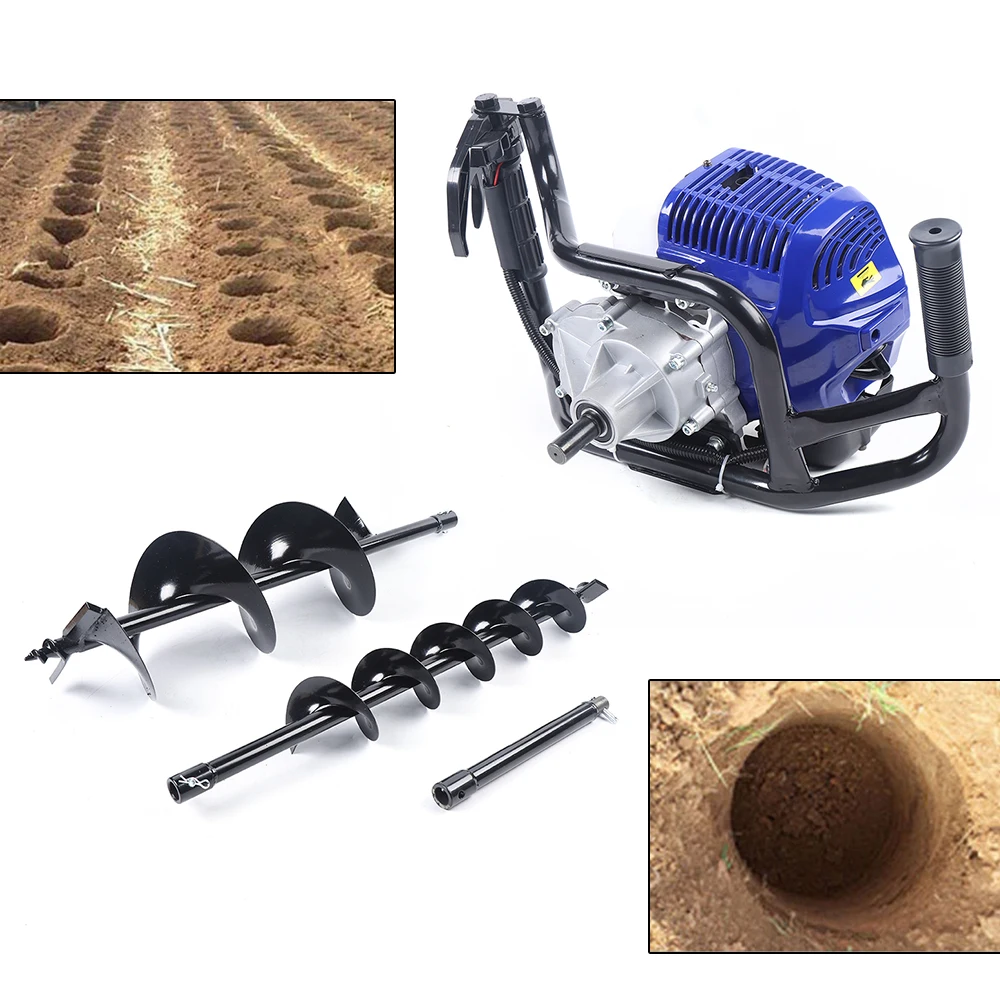 52CC Auger Post Hole Digger 2 Stroke Post Hole Auger Gas Powered +4/8” Drill Bit 52cc Post Hole Digger Earth Auger Petrol