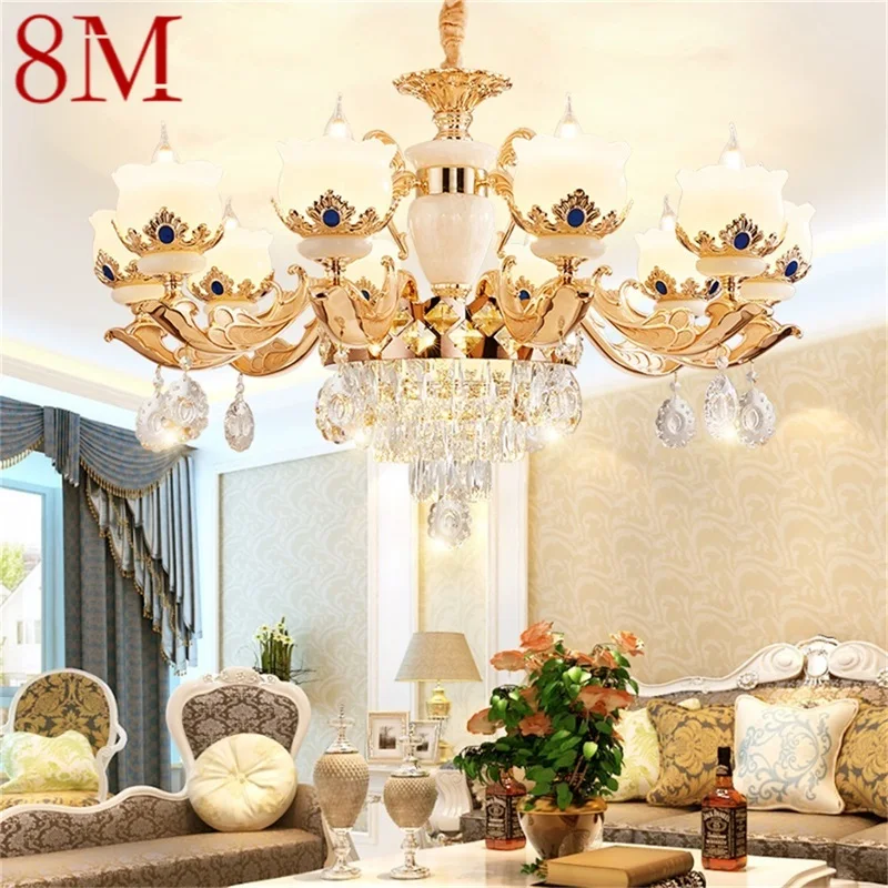

8M Modern Chandelier Luxury Gold Crystal LED Candle Pendant Lamp for Home Living Room Bedroom Fixtures Decoration