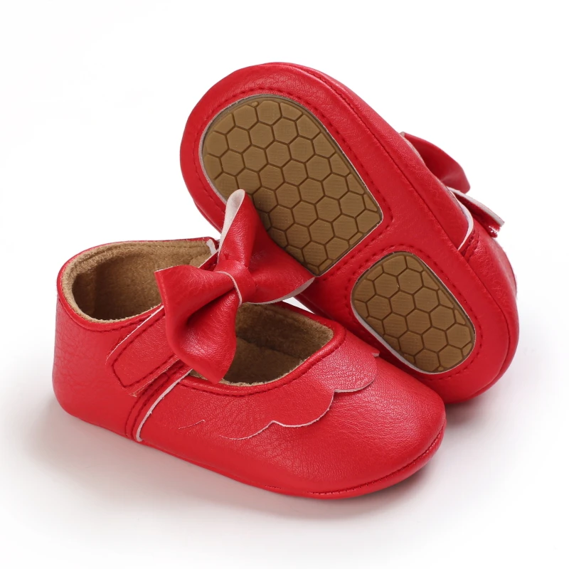 PU Bow Girl Baby Shoes Cute Soft Sole Flat Shoes First Walkers Preschool Princess baby shoes,soft sole shoes