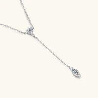 Moissanite Y-Shape Necklace – Marquise & Round Cut, 925 Silver