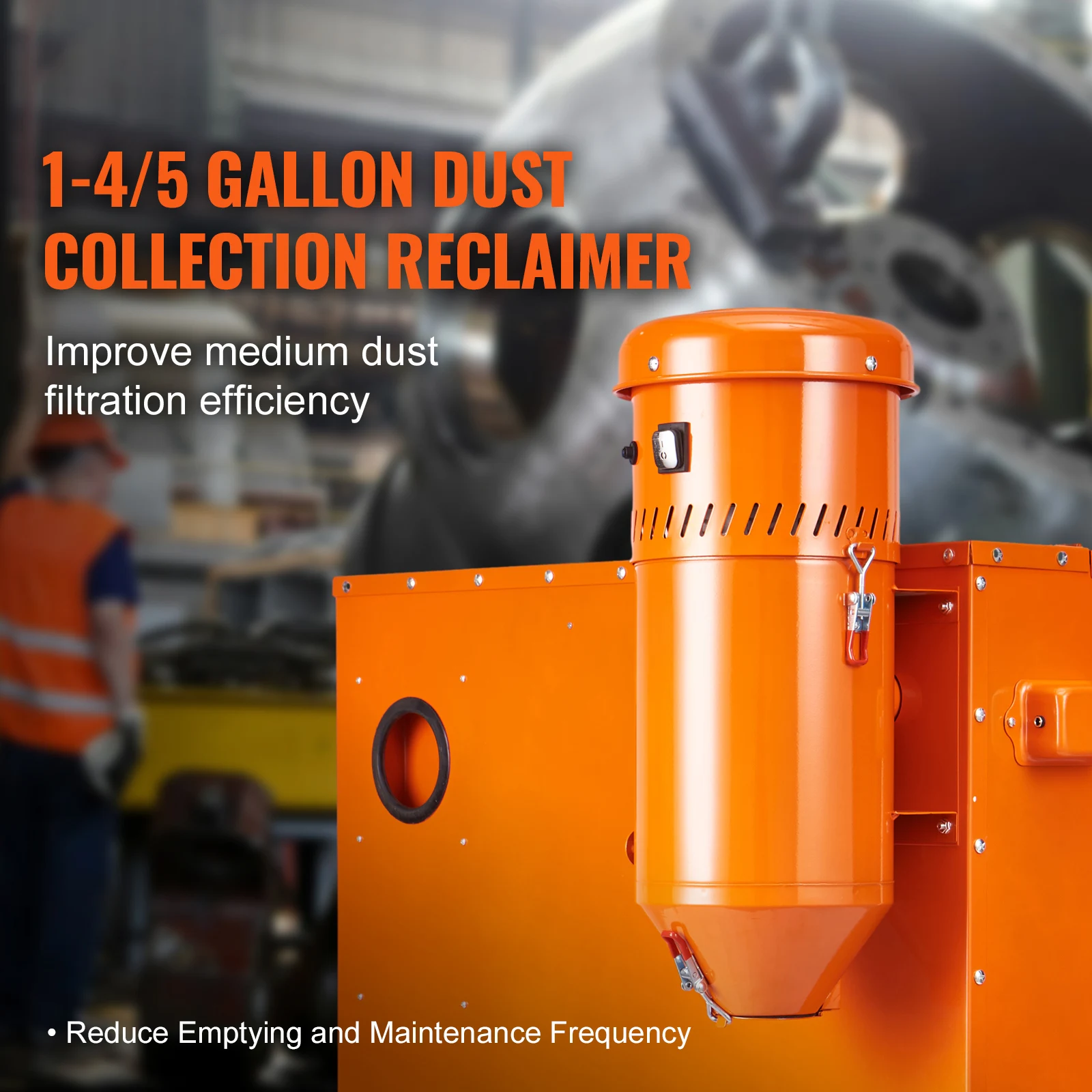 SucceBuy Dust Collection System 1.6-HP Dust Collector Media Reclaimer w/ 1.8 Gal Capacity-Universal Fit for Sandblaster Cabinets