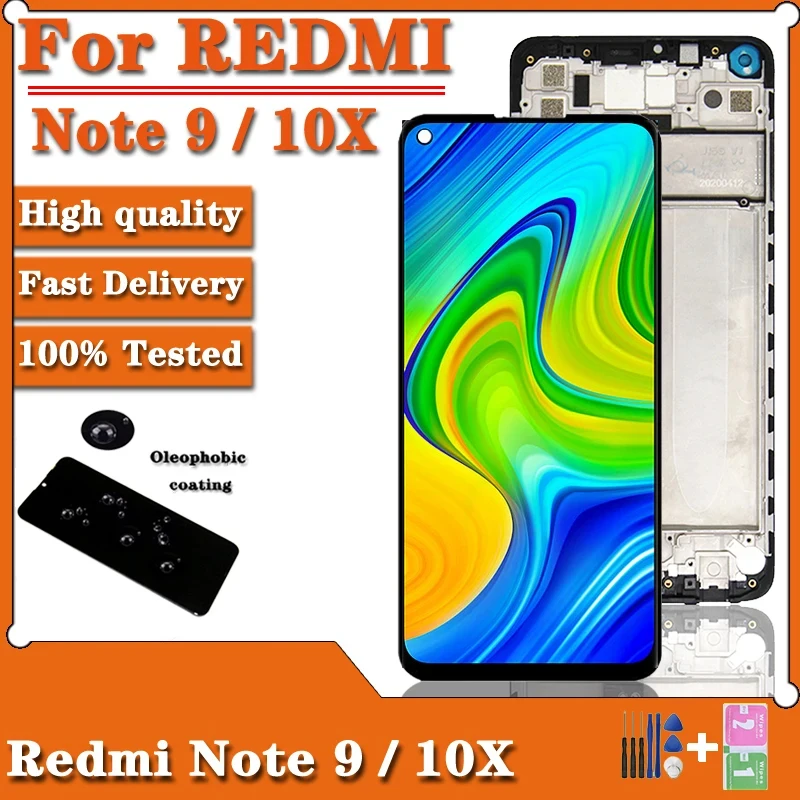 

ЖК-дисплей для Xiaomi Redmi Note 9 с сенсорным экраном и дигитайзером в сборе, замена с рамкой для Redmi 10X, 4G, M2003J15SC, оригинал