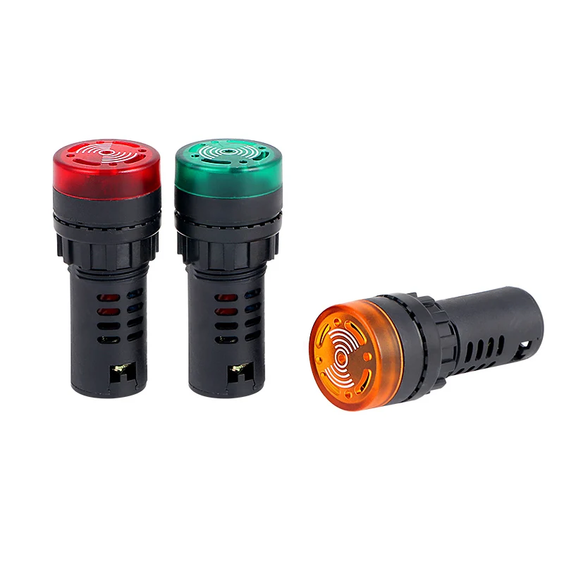 

2pcs colorful AD16-22SM 12/24/36/48/110/220V 22mm Flash Signal Light Red LED Active Buzzer Beep Alarm Indicator Red Green Yellow