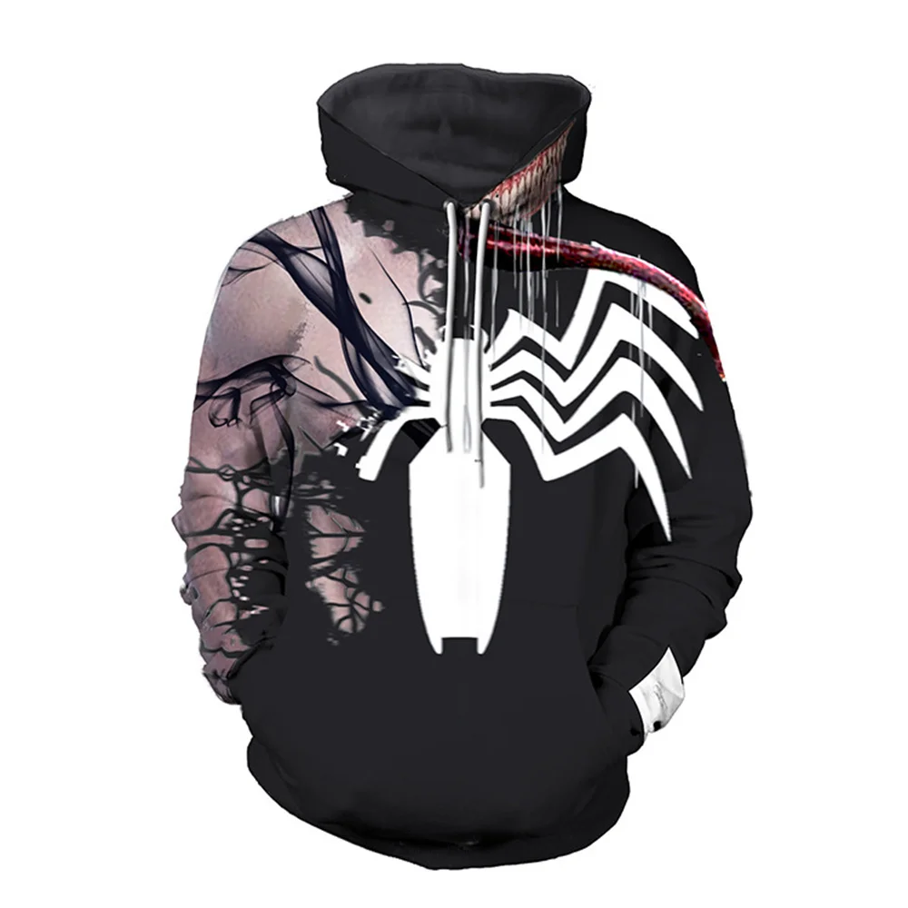 thumbnail image 1 of Nueva sudadera con capucha para hombre con estampado 3D con patrón de Marvel Venom para otoño e invierno, sudadera con capucha informal de hip-hop callejero de moda para hombre, 1 of 5