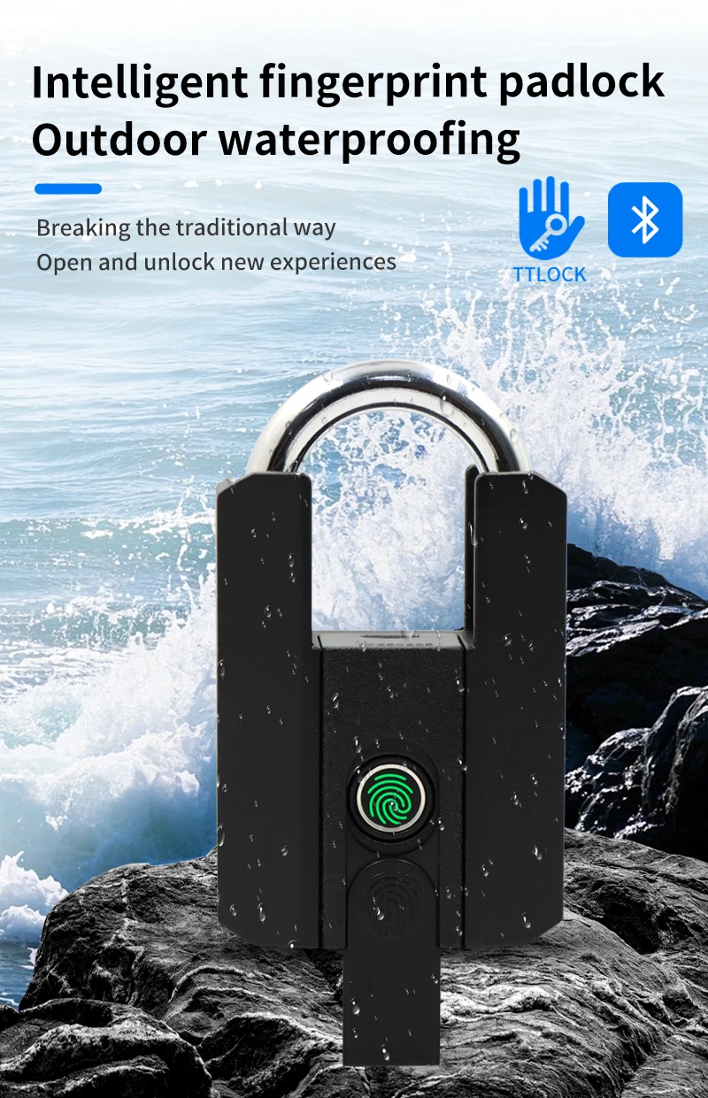 IP67 TTLock Smart Padlock Bluetooth APP Fingerprint Lock Keyless Bag Pad Lock G2