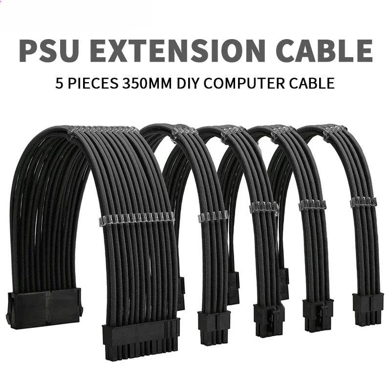 

PSU Extension Cable Kit Motherboard ATX 24Pin GPU PCI-E 6+2Pin 8Pin CPU EPS 4+4Pin 18AWG Power Cord