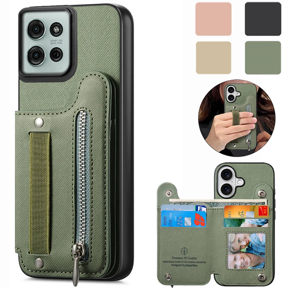 Leather RFID Zipper Back Case Cover