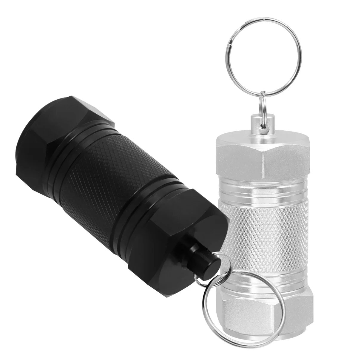 

2 Pcs Bottle Keychain Medicine Pillboxes Mini Waterproof Emergency Holder Key-chain Fish Oil