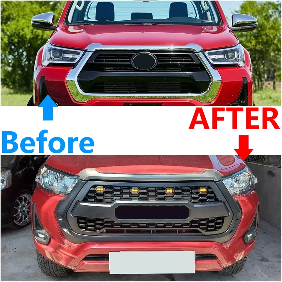 Accessori AUTO esterni griglie modificate griglia adatta per HILUX ROCCO PICKUP CAR GRILL maschera anteriore paraurti copertura 2018  34
