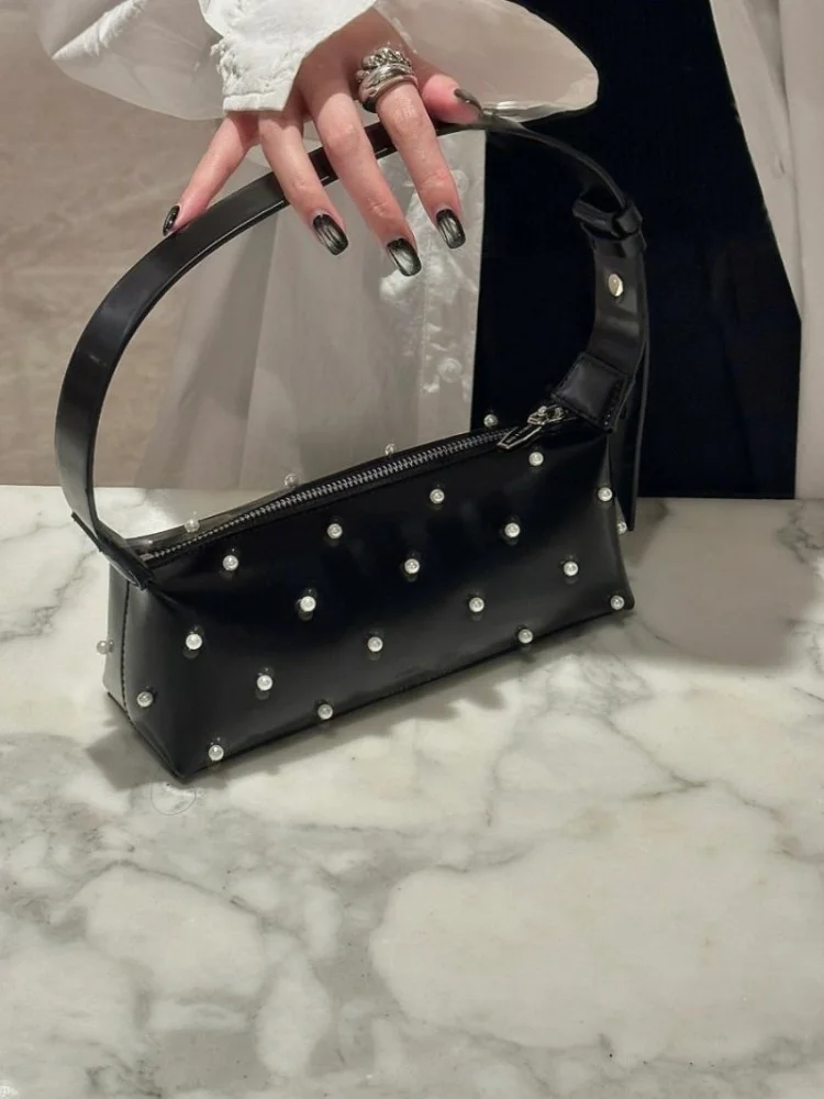 Korean  Luxury Design Fashion Chic Pearl Shoulder Bags Spicy Girl Women Handbags All Match Y2k Aesthetic Underarm Bag