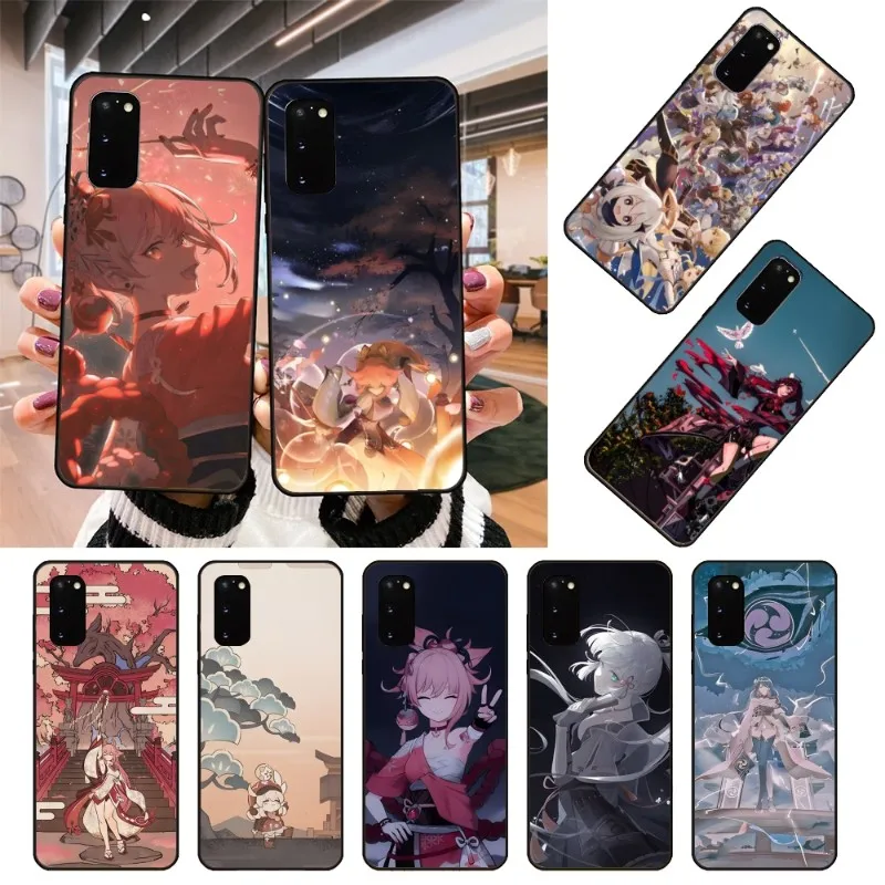 Simpatica Custodia Per Telefono Con Icona Di Impatto Genshin Per Samsung Galaxy S6 S7 S8 S9 S10 S21 S22 Plus Cover Per Telefono Nera Ultra Morbida