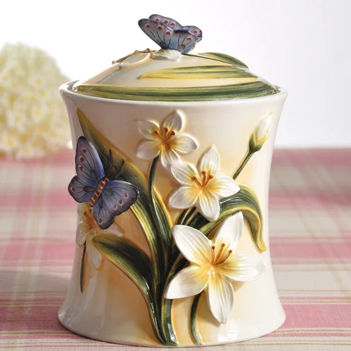 

Sculpture Ceramic Butterfly Candy Storage Jar, Living Room Decoration Accessories, Dried Fruit Jar, Kitchen Food Container, Gift