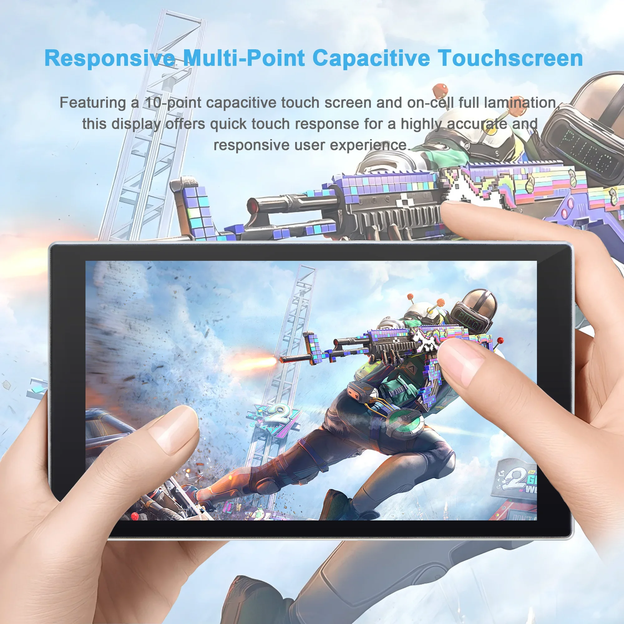 Wisecoco 7인치 휴대용 터치 모니터 게이밍 노트북 IPS LCD 1920x1080 FHD HDMI 타입 C 디스플레이 (PC, 라즈베리 파이, Xbox, 스위치용)