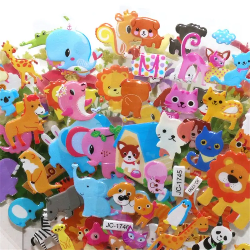 3D Wall Stickers Cartoon 3D Sticker 20Sheets Eco-Friendly Education Reusable Sticker Self-Adhesive Kids Room Stationery Decoration DXAF
