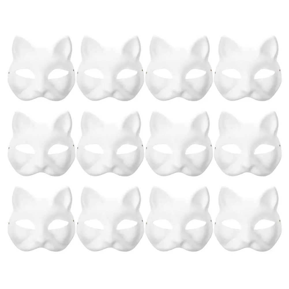 

6/10/12Pcs Blank Cat Masks Masquerade Hand-painted Cat Fox Mask Anime Demon Masquerade DIY Halloween Festival Cosplay Prop