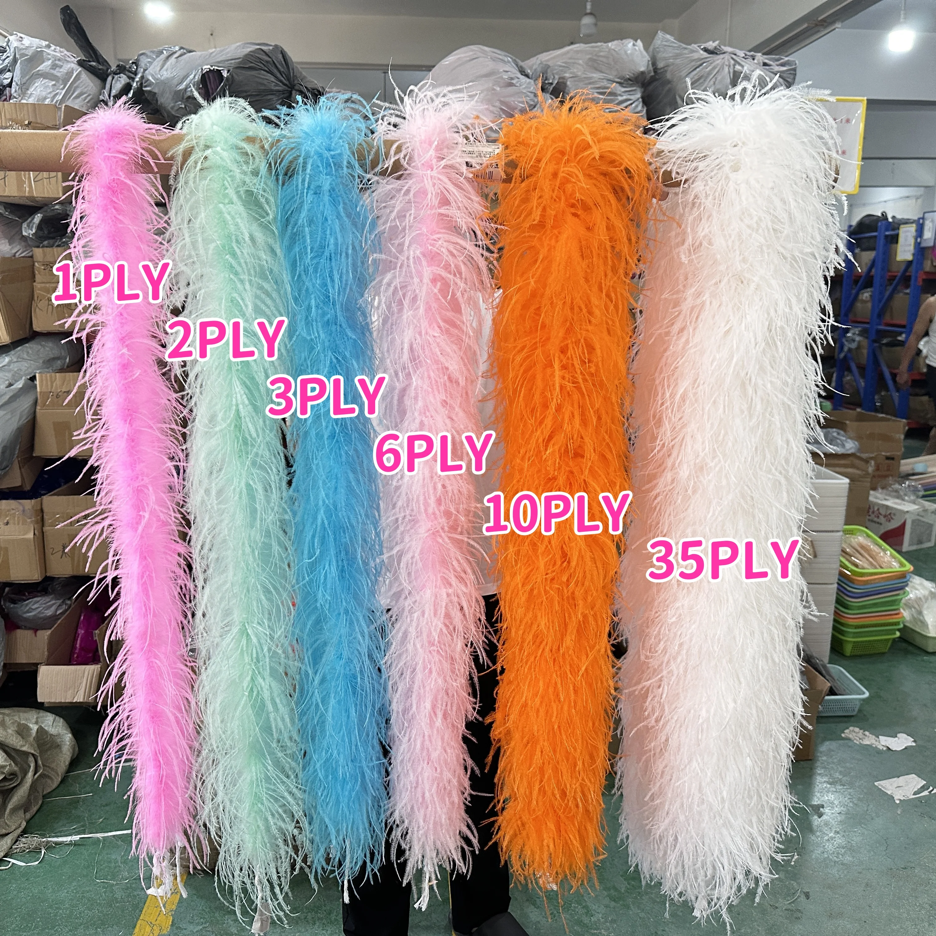 Boa en plumes d'autruche bleu royal de 2 m, 35 plis, moelleux