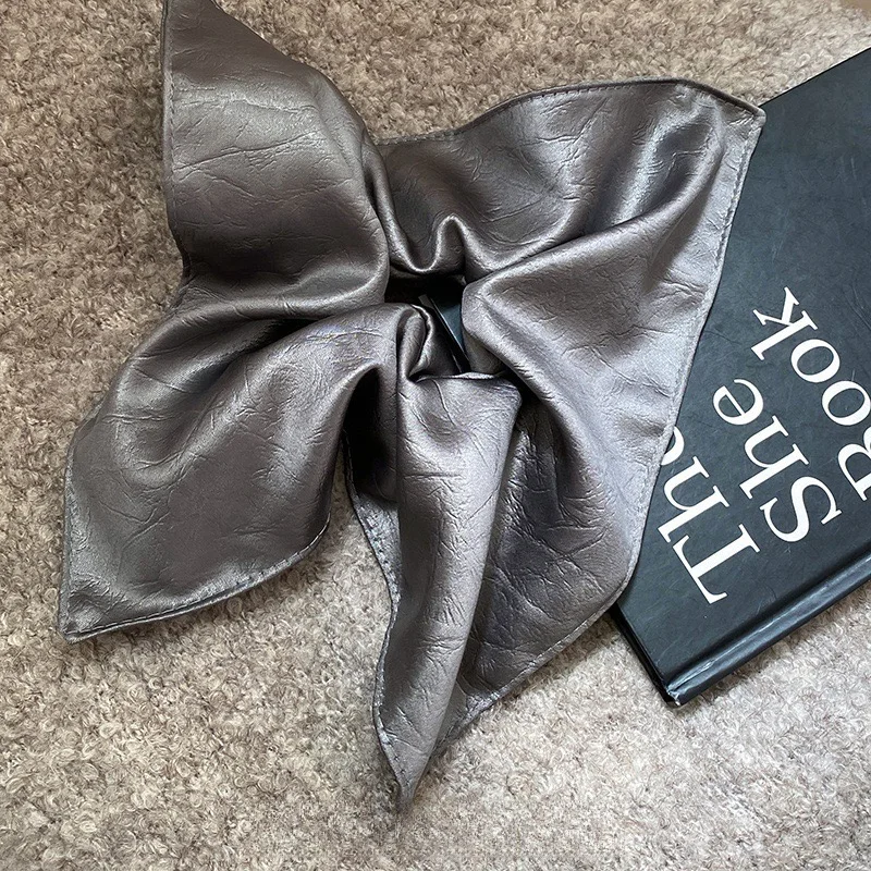 1 Stück Herbst Winter Vintage dunkles Leder quadratisches Dickdarm-Haargummi für Frauen, elegantes Haarseil, 2025 neuer Stil Haaraccesso – Detail 7