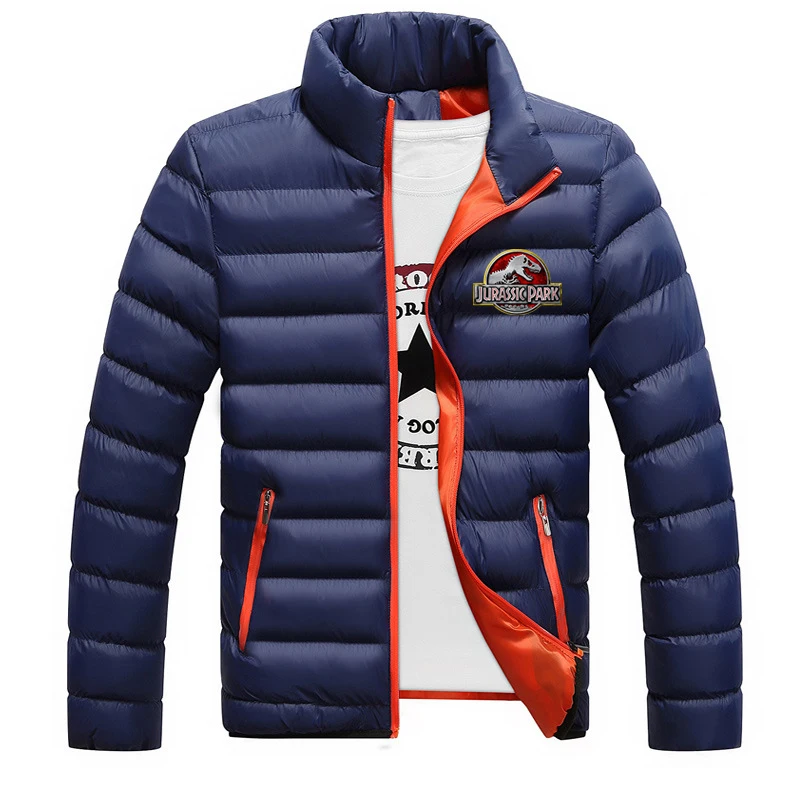 2023 New Men Jurassic Park Autumn Winter Thicken Warm Leisure Fashion Four-Color Cotton Comfortable Casual Zipper Jacket Coat