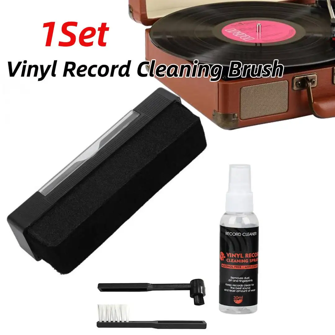 Anti Static Vinyl Record Cleaner Dust Remover Brush with Cleaning Liquid for Phonograph Turntable LP Vinyl Records Cleaning Kit