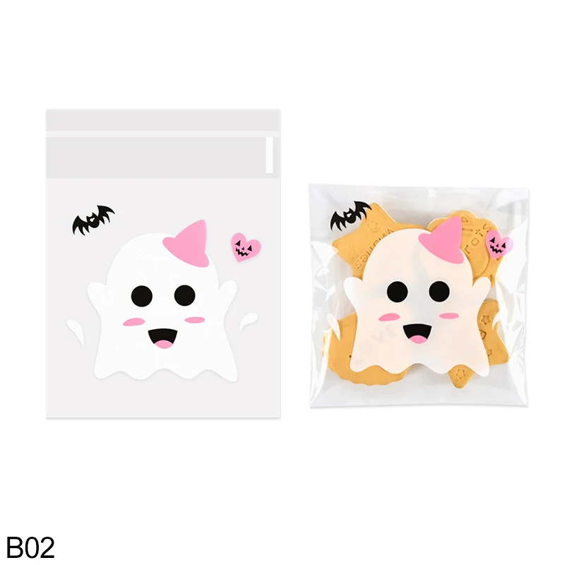 Description Picture 4 of item100pcs Halloween Candy Packaging Bag Ghost Festival Pumpkin Party Gift Self Sealing Bag Baking Biscuit Cake Decorations Supplies