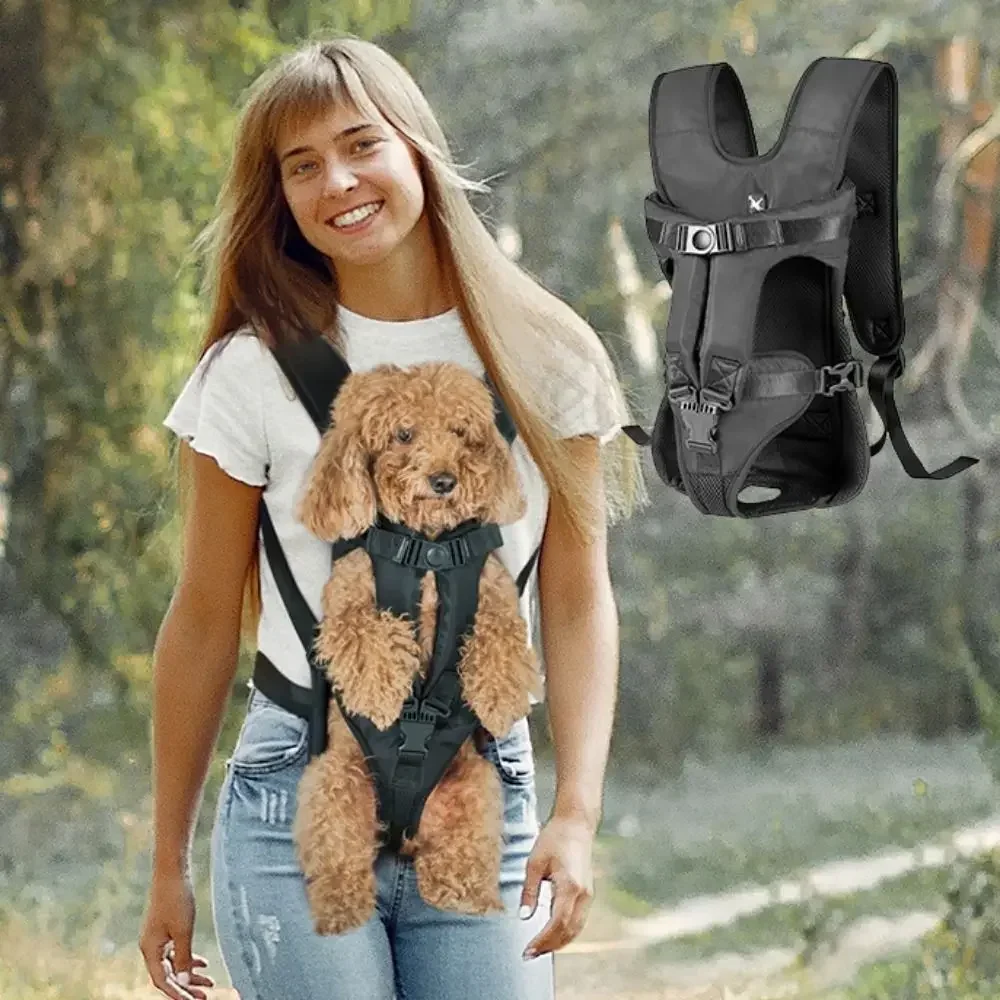 Hands Free Pet Front Backpacks Oxford Adjustable Dog Carrier Backpacks Breathable Puppy Carring Bags Dog Outgoing Bag Outdoor