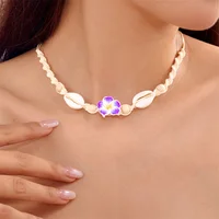 Collier ras du cou bohème en coquillage pour femme, pendentif fleur douce, ULtissée à la main, accessoire de bijoux de cou, mode estivale 3