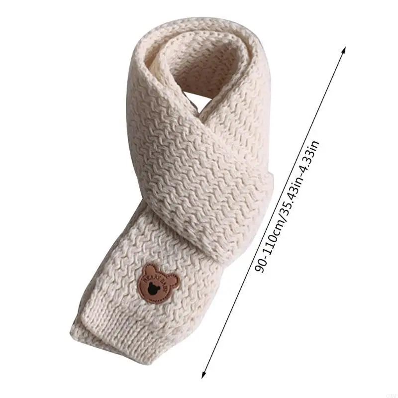 C5AF Bear Pattern Kids Scarf Warm and Cosy Neckerchief Autumn Winter Accessories Shower Gift for 1-10Y Boys and Girls