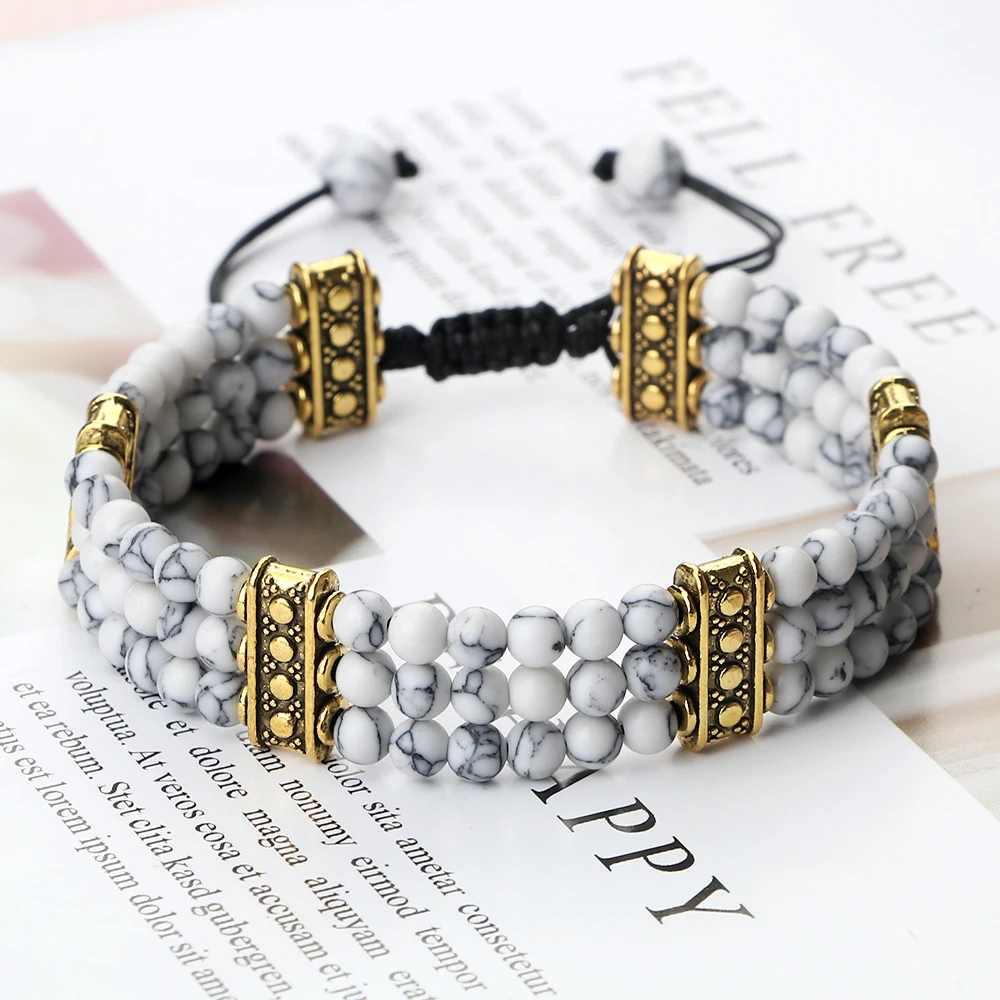 Bracciale In Pietre Naturali – Cristalli Blu E Turchese – Regolabile – Perle Di Pietra – Energia Positiva