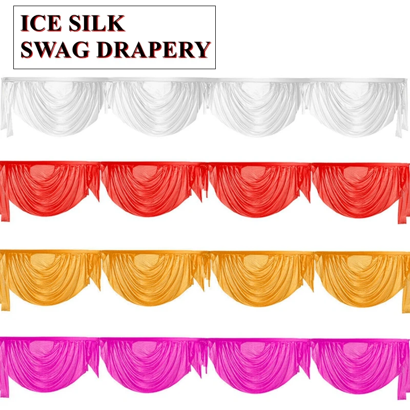 Ice Silk Table Swag Valance Drape For Table Skirt Cloth Party Event Decoration