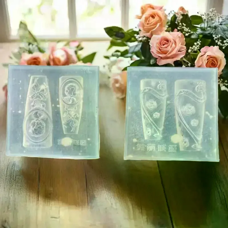 3D Flower Relief Silicone Nail Mold Candle Holder Rose Transparent Nails Templates DIY Nail Art Decoration Manicure Design Tools