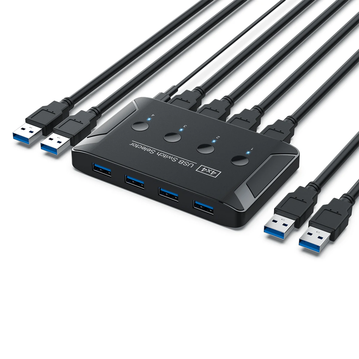 Oullx Kvm Switch 4×4 Usb 3.0 Interruptor Seletor Porta Peças Compartilhamento Dispositivos para Teclado Mouse Scanner Impressora Kvm Switch Hub