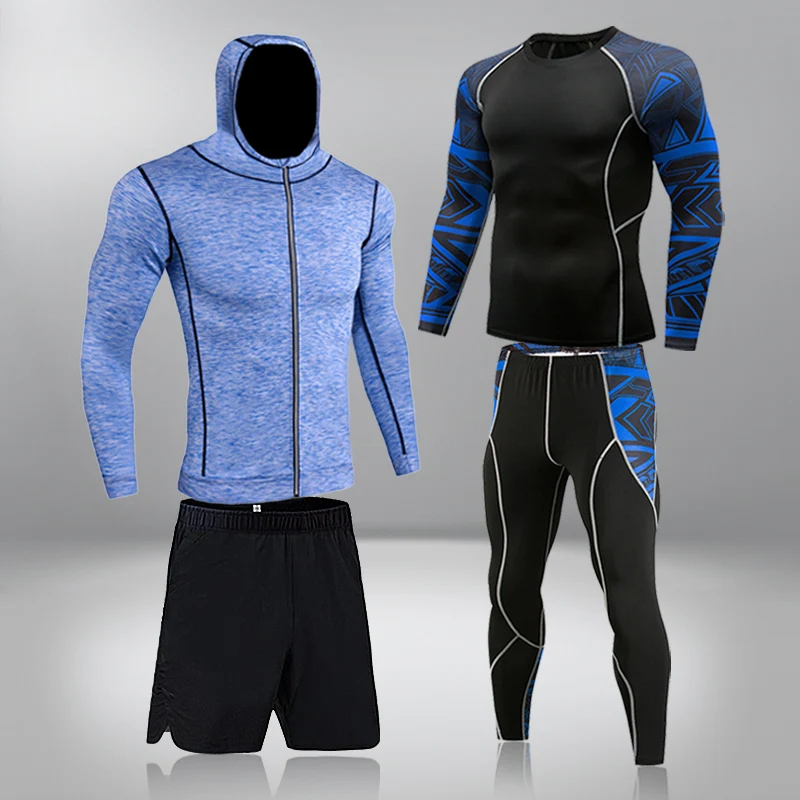 Dry Fit Men's Training Sportswear Set Gym Fitness Compression Sport Suit  Jogging Tight Sports Wear Clothes 4XL5XL Oversized Male