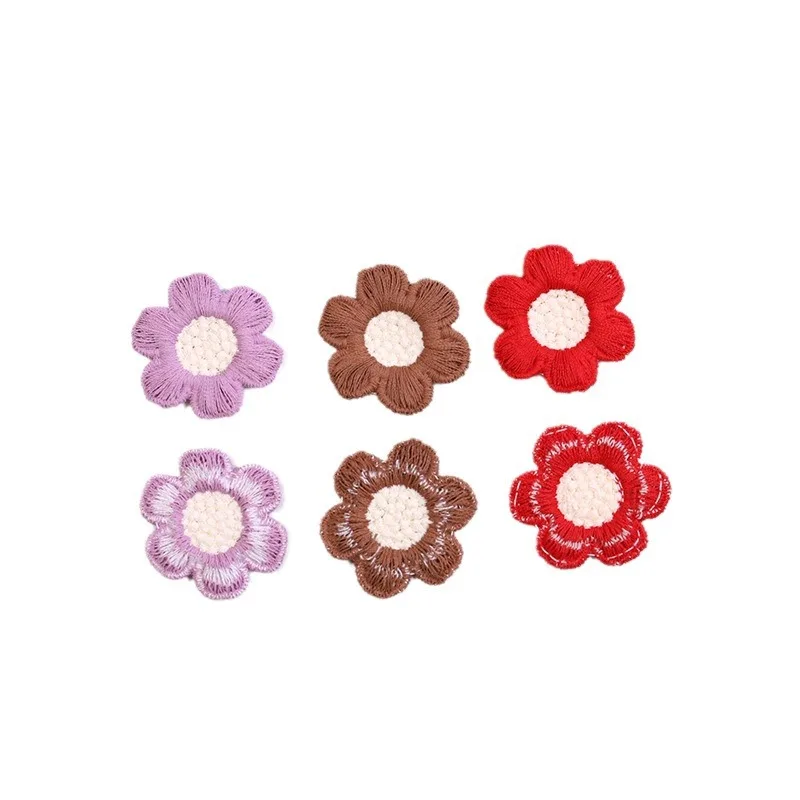 30PCS 3cm Six-piece Embroidery Cloth Patch DIY Clothing Hairpin Flower Stickers for Wedding embroidery cloth patches