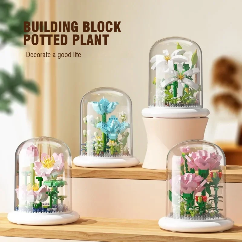 

Flower Micro Building Blocks Mini Bricks Diy Particles Eternal Life Flowers Home Decoration Assembling Puzzle Toy Children Gift