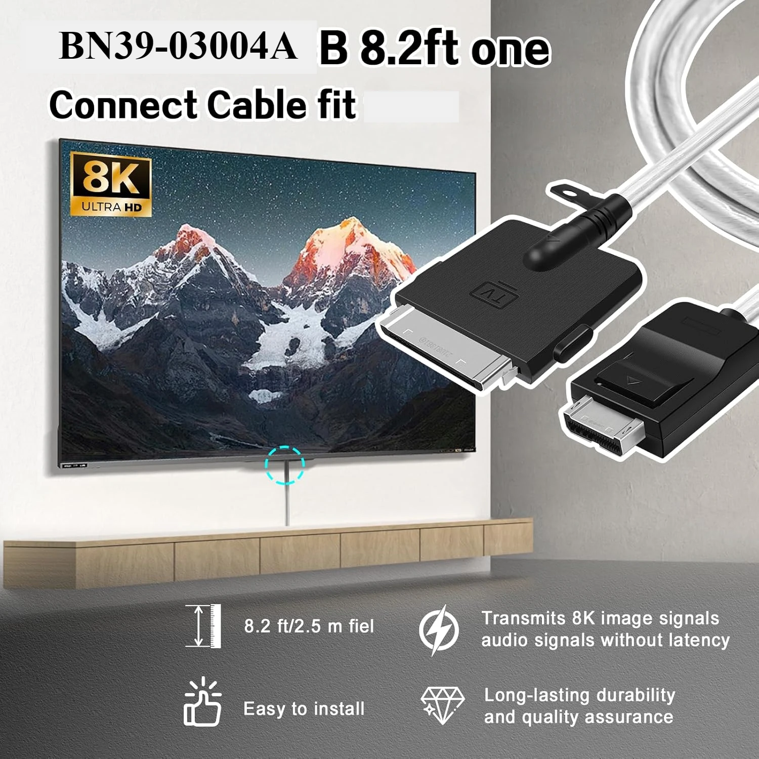 새로운 BN39-03004A 원 인비저블 커넥트 케이블 8K 스마트 TV QN900DF 텔레비전 케이블 QN75QN900DF QN85QN900DF QN65QN900DF 8.2피트/2.5미터