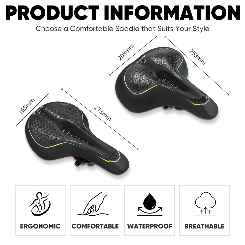 Bicycle Saddle BUCKLOS MTB Shock-Absorption Soft Ergonomic Waterproof