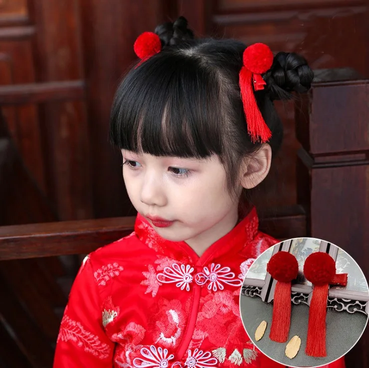 1 set neue Winter geschenk Kinder Haarball Anhänger Ornament Haars pangen Mädchen weichen Kunst pelz Haarnadeln Haars pangen Kinder Haarschmuck