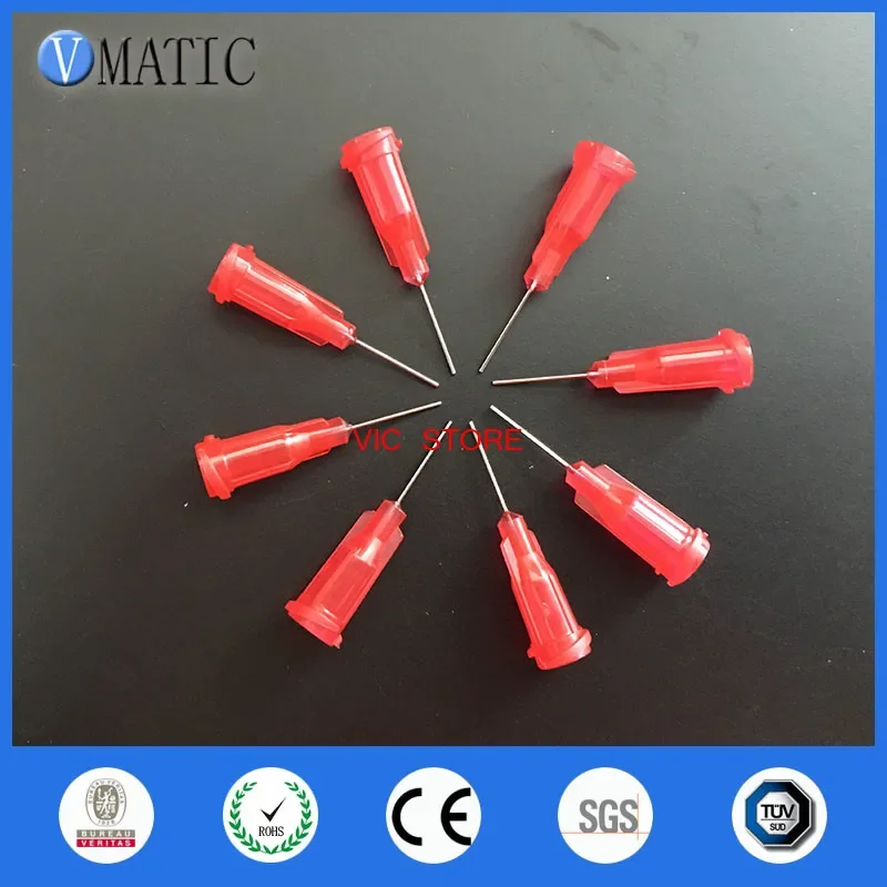 Plastic Syringe Needle Tip 100Pcs 25G Red 0.5'' 1/2 Inch Length Glue Dispensing Needle Tips Nozzle