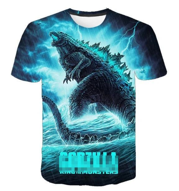 

3D Printed Dinosaur Monster Shirt Boys Girls Adults Men Kong Cosplay Short Sleeve Outdoor Party T-Shirt New Movie Costume Tops