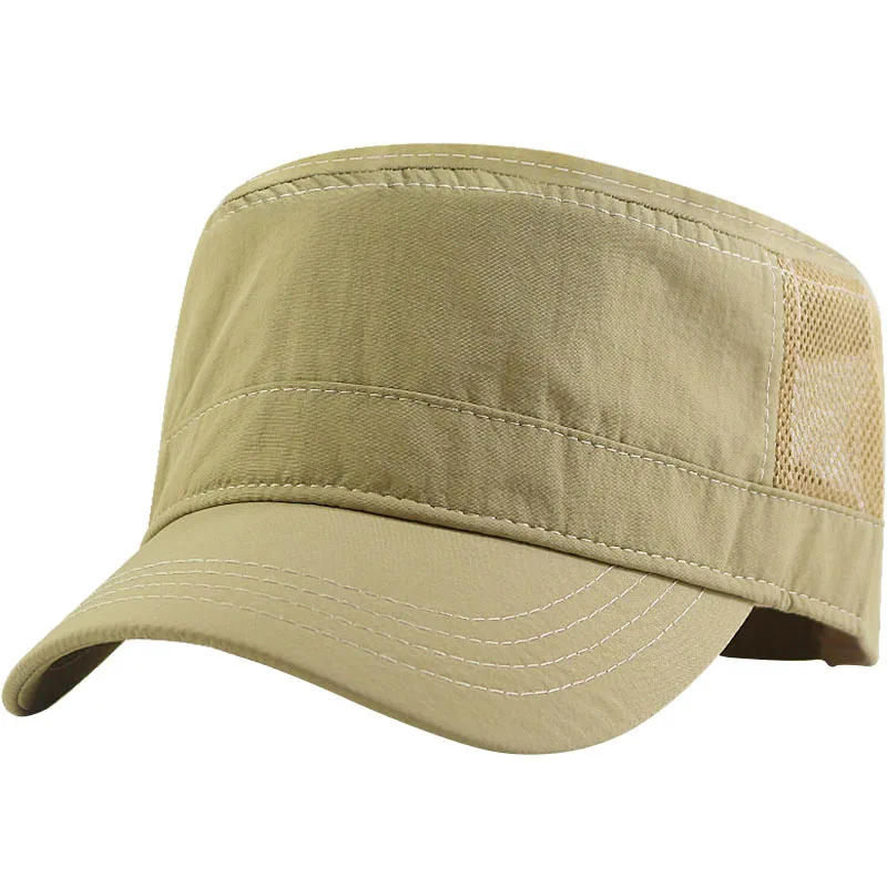 Men's Women's Large Size Hat Quick-Drying Flat Top Hat Outdoor Leisure Sun Mesh Army Cap 56-60cm 61-68cm Hiking cap sports caps