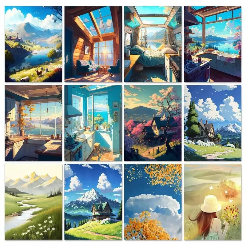 

52645 Oil Painting By Numbers Landscape On Canvas Picture Drawing Gift For Adults DIY Set Wall Decoration Handpainted Art