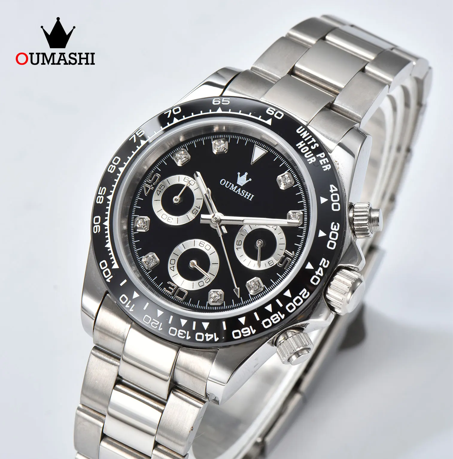 

39.5MM OUMASHI-DTN series sapphire stainless steel waterproof sports quartz men's casual watch vk63