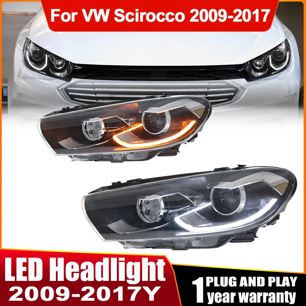 

Автомобильная фонарь для VW Scirocco 2009-2017, модификация сборки фар, высококлассная двойная линза, ксеноновая лампа, дневные ходовые автомобильные аксессуары